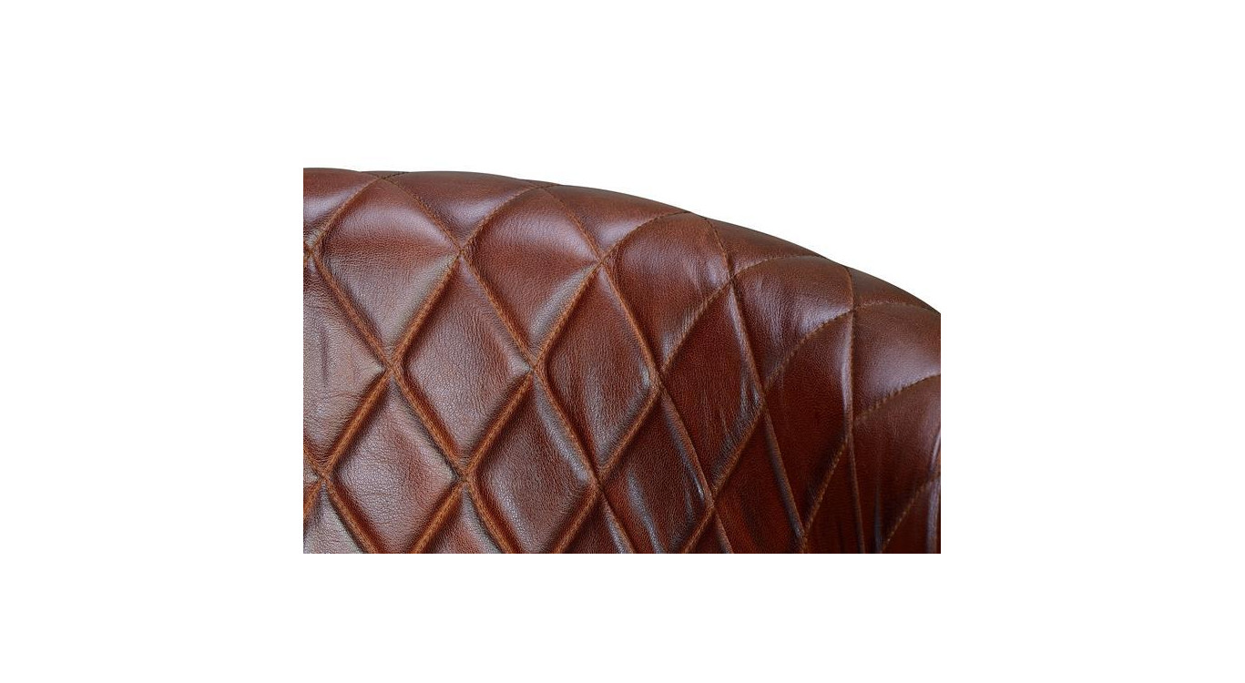 Fauteuil Fer, Cuir Marron 62x60x76cm