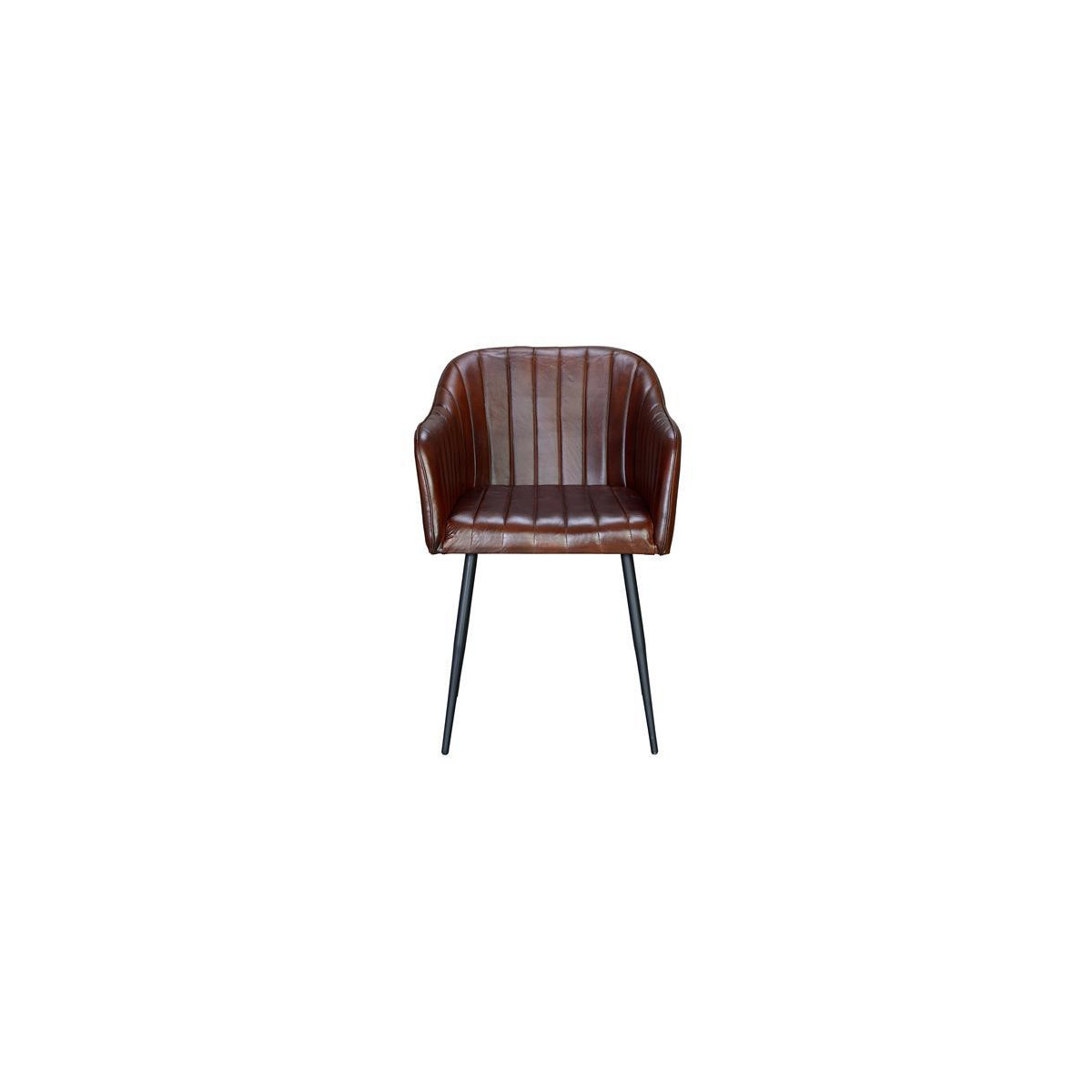 Fauteuil Fer, Cuir Marron 55x56x82cm