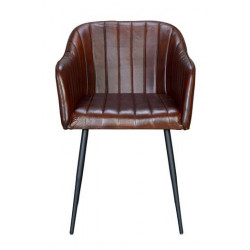 Fauteuil Fer, Cuir Marron 55x56x82cm