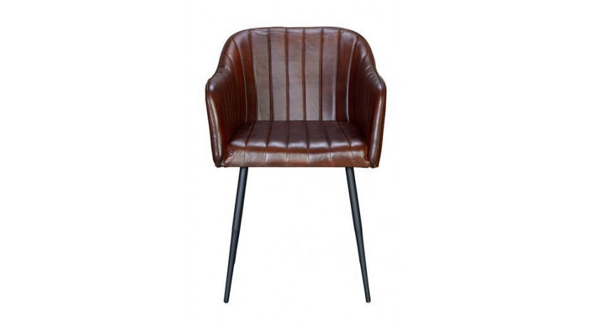 Fauteuil Fer, Cuir Marron 55x56x82cm