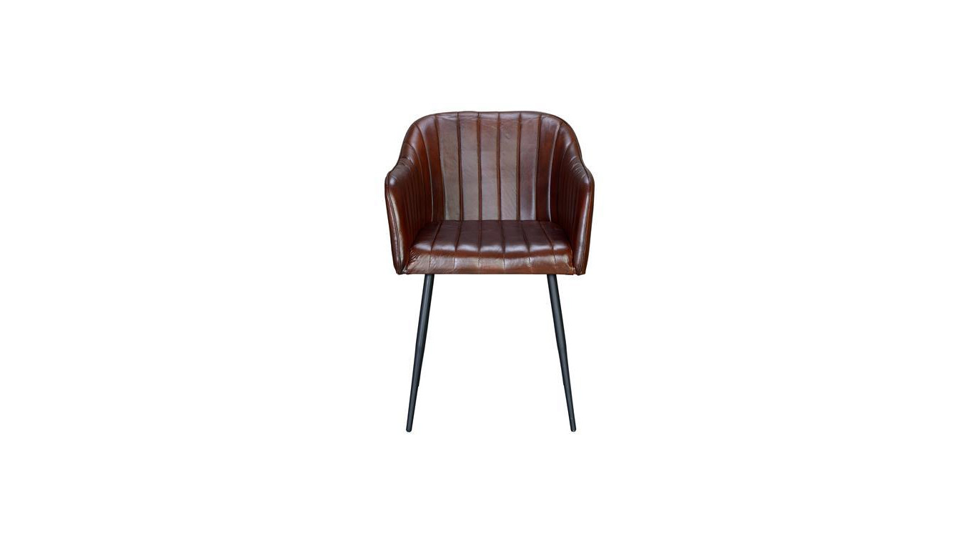 Fauteuil Fer, Cuir Marron 55x56x82cm