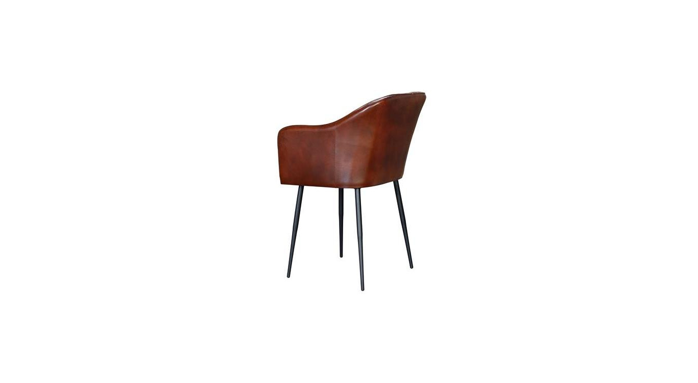 Fauteuil Fer, Cuir Marron 55x56x82cm