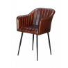 Fauteuil Fer, Cuir Marron 55x56x82cm