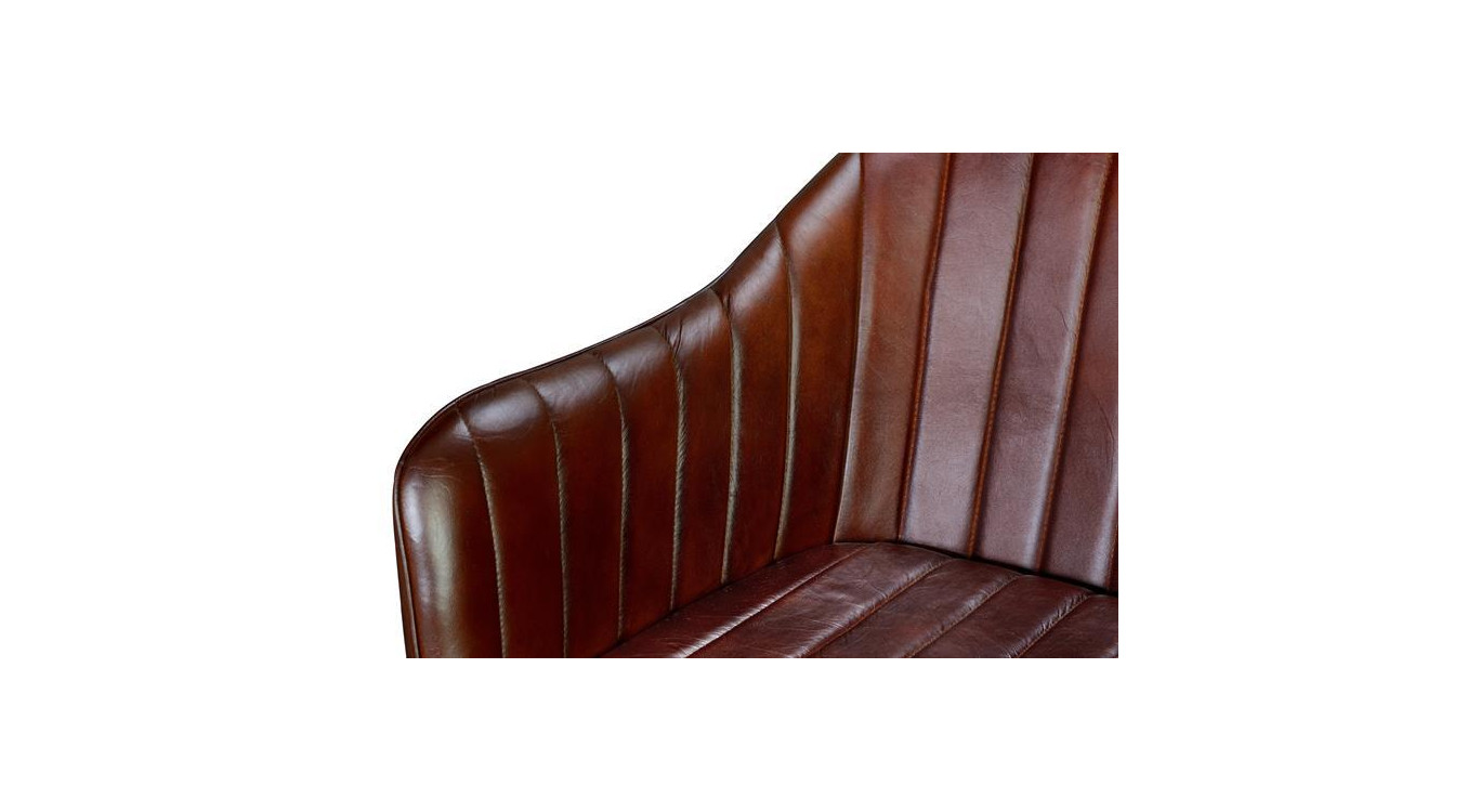 Fauteuil Fer, Cuir Marron 55x56x82cm