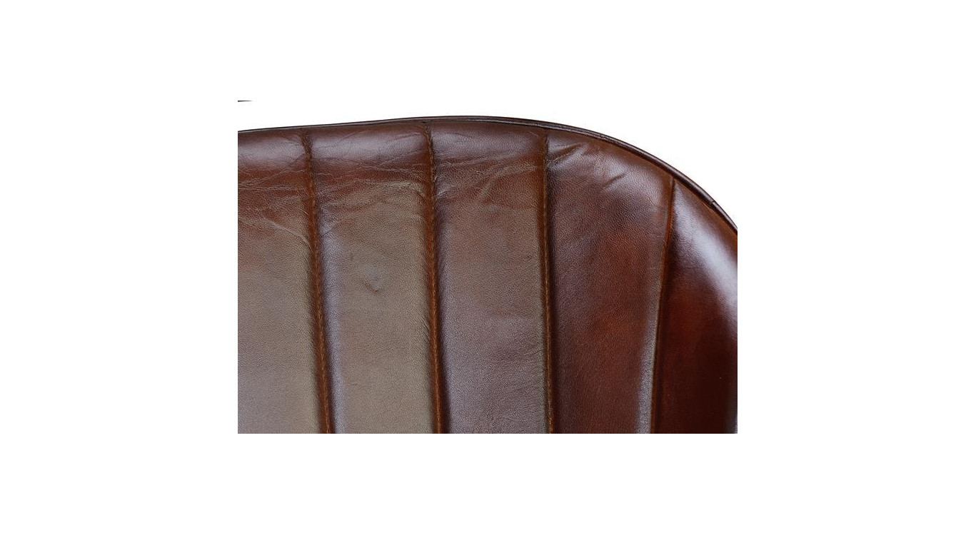 Fauteuil Fer, Cuir Marron 55x56x82cm