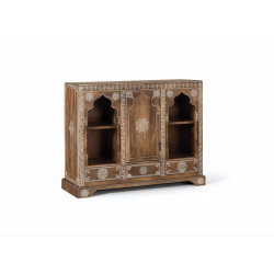 Buffet 3 Tiroirs Bois Marron 100x35x79cm