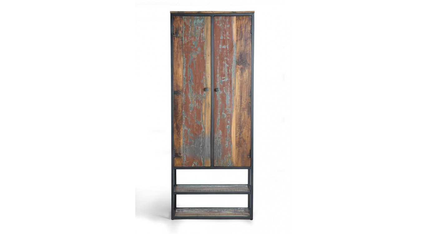 Armoire Bois, Métal Marron 80x40x202cm