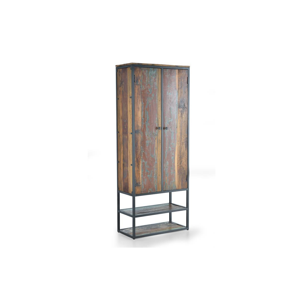 Armoire Bois, Métal Marron 80x40x202cm