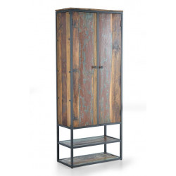 Armoire Bois, Métal Marron 80x40x202cm