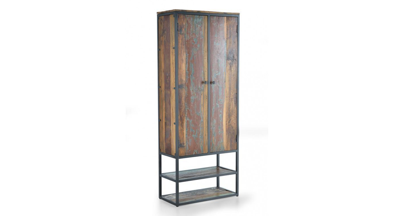 Armoire Bois, Métal Marron 80x40x202cm