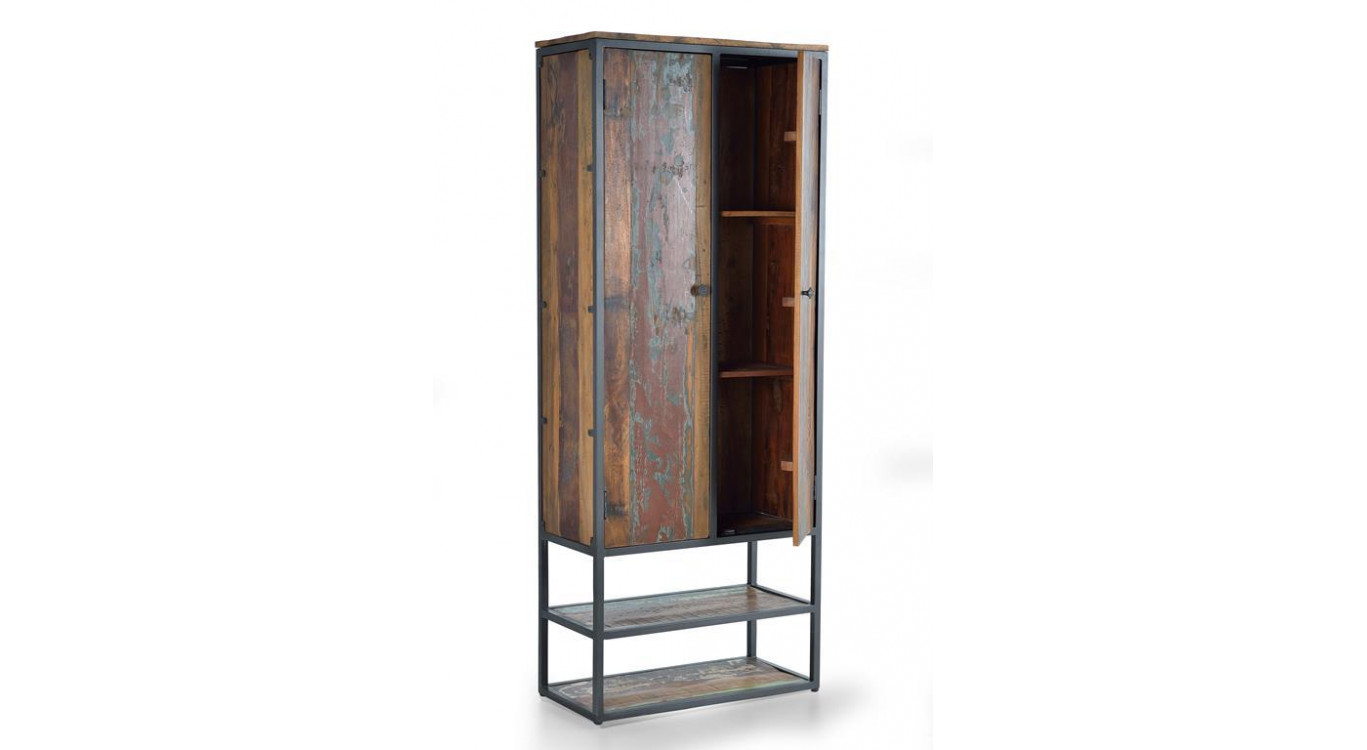 Armoire Bois, Métal Marron 80x40x202cm