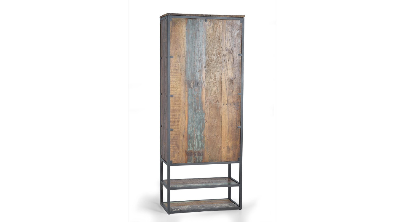 Armoire Bois, Métal Marron 80x40x202cm