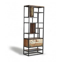 Bibliothèque Bois, Métal Marron 80x40x212cm