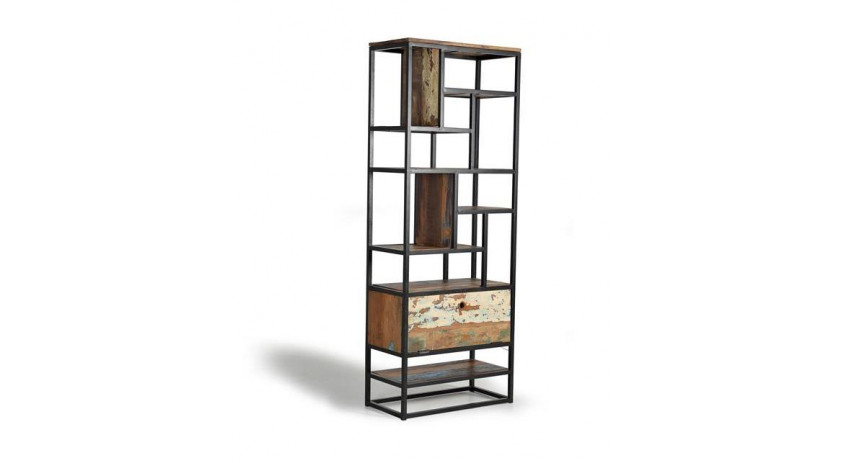 Bibliothèque Bois, Métal Marron 80x40x212cm