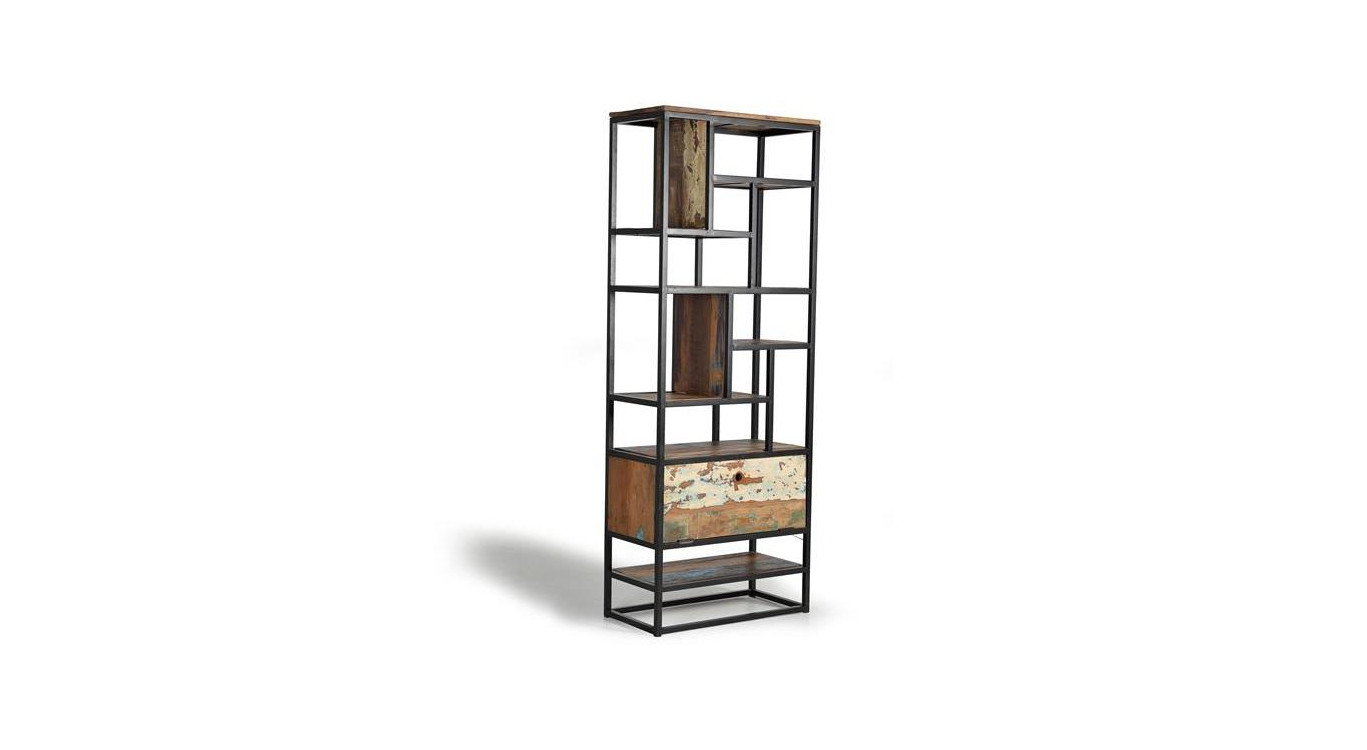 Bücherregal Holz, Metall Braun 80x40x212cm