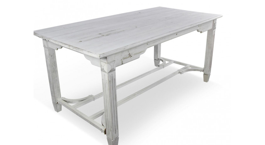 Table Bois Cerusé Blanc 180x90.5x81.5cm