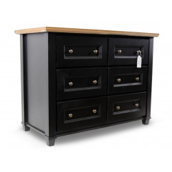 Commode 6 Tiroirs Bois Noir 100x49x73.8cm