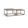 Lot De 2 Tables Basses Bois, Métal Marron 77x77x89cm