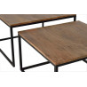 Lot De 2 Tables Basses Bois, Métal Marron 77x77x89cm