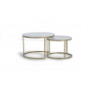 Lot De 2 Tables Basses Fer, Marbre Or 70x70x90cm