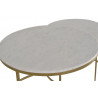 Lot De 2 Tables Basses Fer, Marbre Or 70x70x90cm