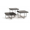 Lot De 3 Tables Basses Fer, Marbre Noir 60x60x114cm