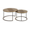 Lot De 2 Tables Basses Aluminium, Fer Or 76x76x85cm