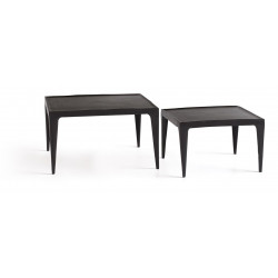 Lot De 2 Tables Basses Aluminium Noir 72x72x78cm