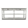 Meuble Console Drapier Bois Cerusé Blanc 2 Tiroirs 190x54x87cm