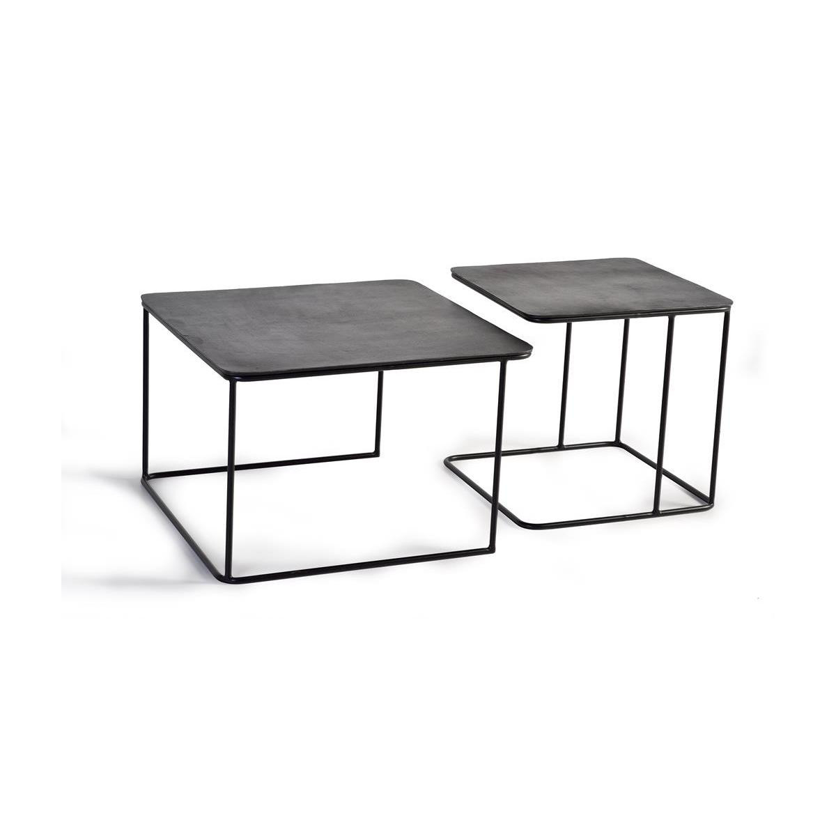 Lot De 2 Tables Basses Fer Noir 62x62x86cm