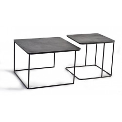 Lot De 2 Tables Basses Fer Noir 62x62x86cm