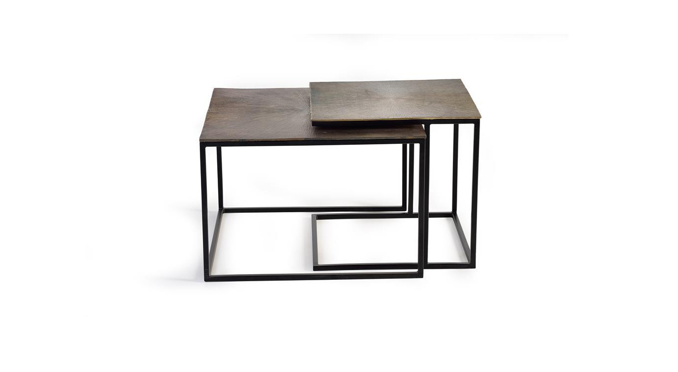 Lot De 2 Tables Basses Fer Bronze 62x62x86cm