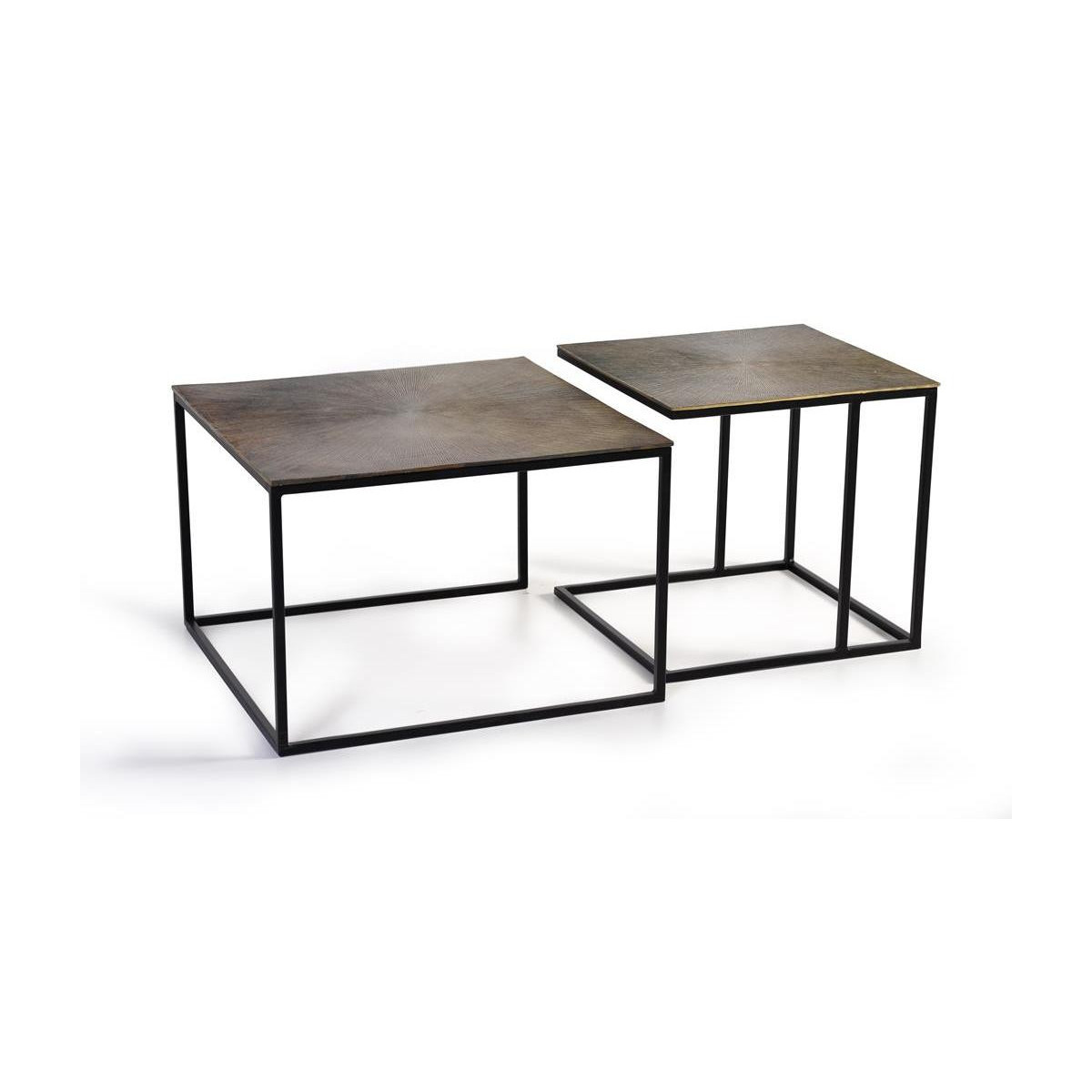 Lot De 2 Tables Basses Fer Bronze 62x62x86cm