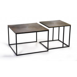 Lot De 2 Tables Basses Fer Bronze 62x62x86cm