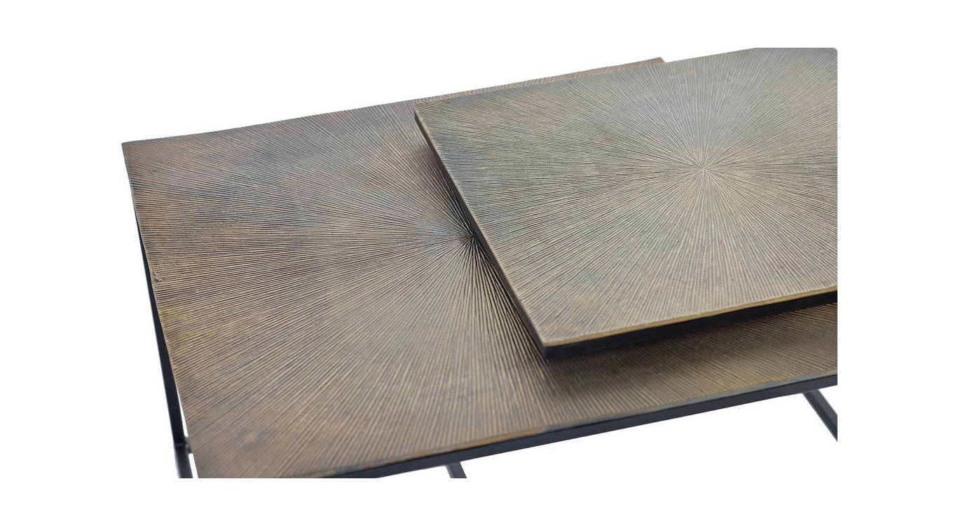 Lot De 2 Tables Basses Fer Bronze 62x62x86cm