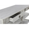 Meuble Console Drapier Bois Cerusé Blanc 2 Tiroirs 190x54x87cm