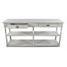 Meuble Console Drapier Bois Cerusé Blanc 2 Tiroirs 190x54x87cm