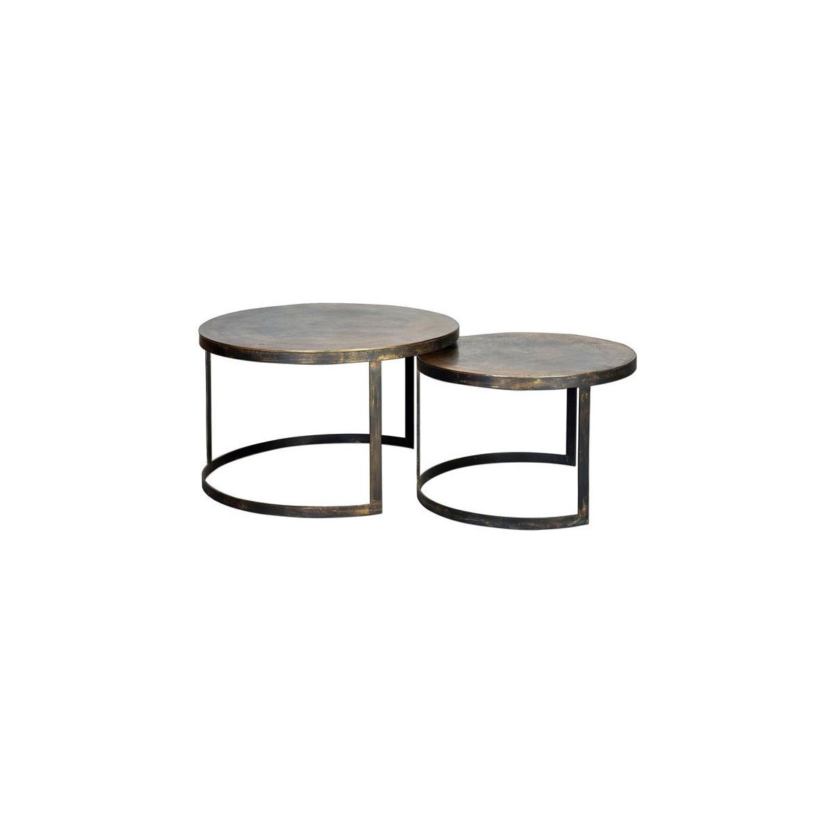 Lot De 2 Tables Basses Bronze, Fer Bronze 76x76x87cm