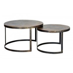 Lot De 2 Tables Basses Bronze, Fer Bronze 76x76x87cm