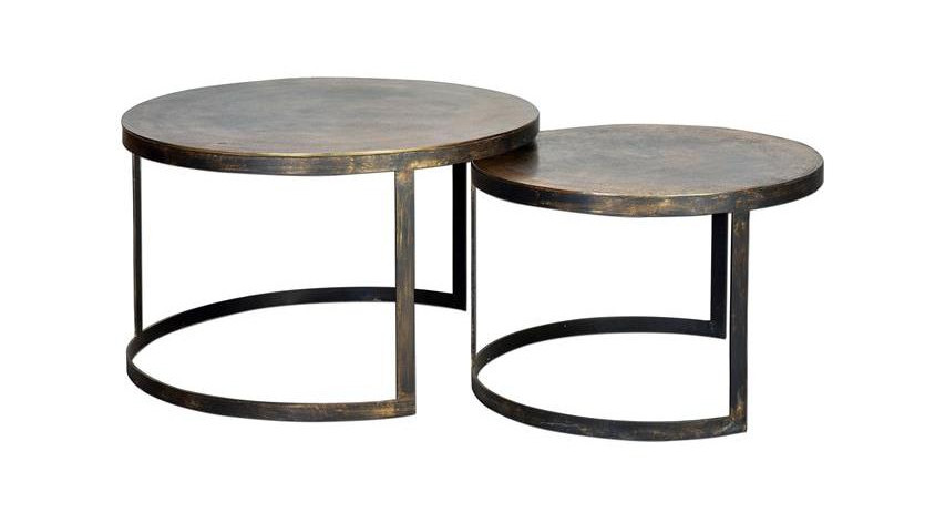 Lot De 2 Tables Basses Bronze, Fer Bronze 76x76x87cm