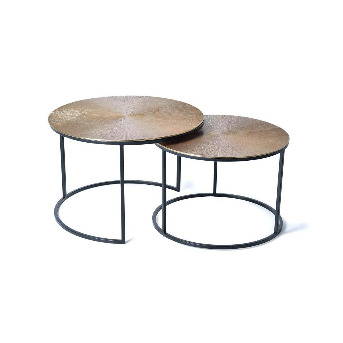 Lot De 2 Tables Basses Bronze, Fer Bronze 70x70x89cm