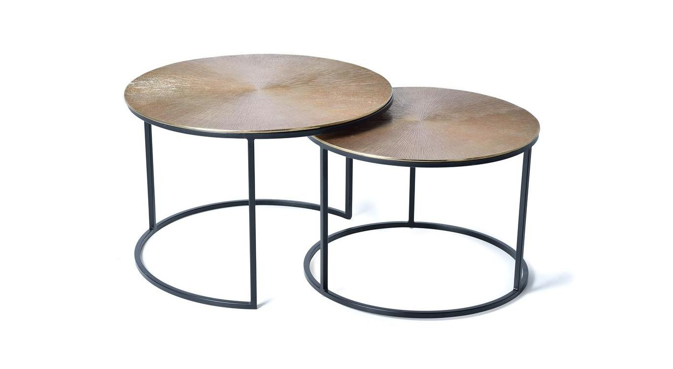 Lot De 2 Tables Basses Bronze, Fer Bronze 70x70x89cm