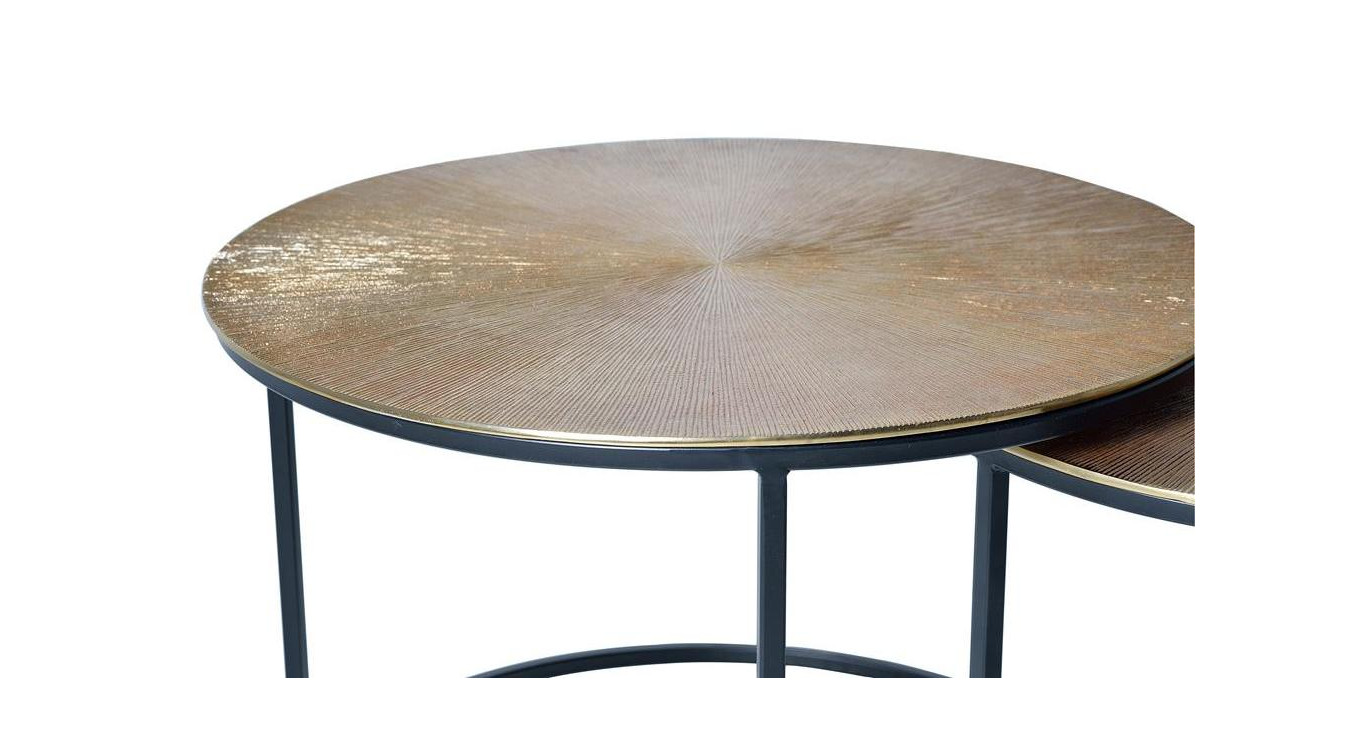 Lot De 2 Tables Basses Bronze, Fer Bronze 70x70x89cm