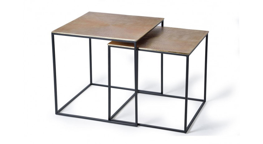 Lot De 2 Tables Basses Bronze, Fer Bronze 55x105x56cm