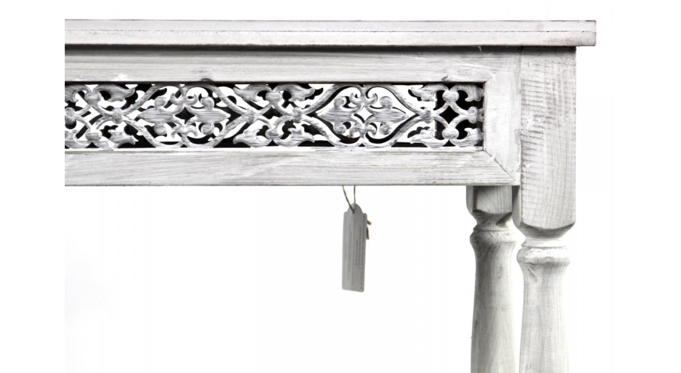 Meuble Console Bois Cerusé Blanc 98x35x77cm