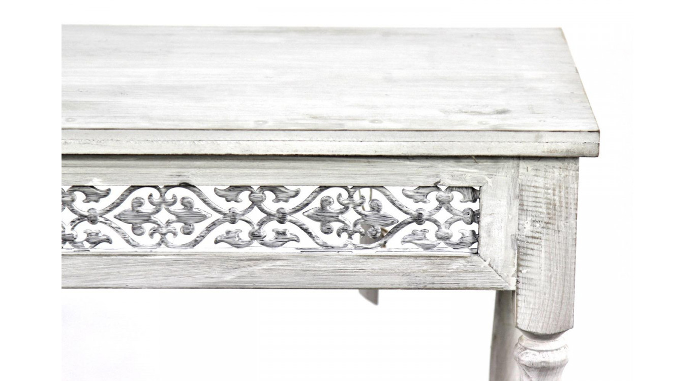 Meuble Console Bois Cerusé Blanc 98x35x77cm