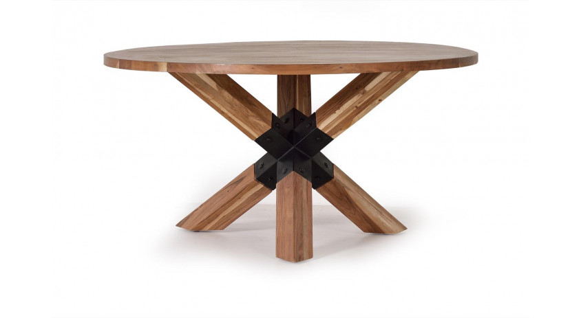 Table à Manger Bois, Fer Marron 120x120x76cm