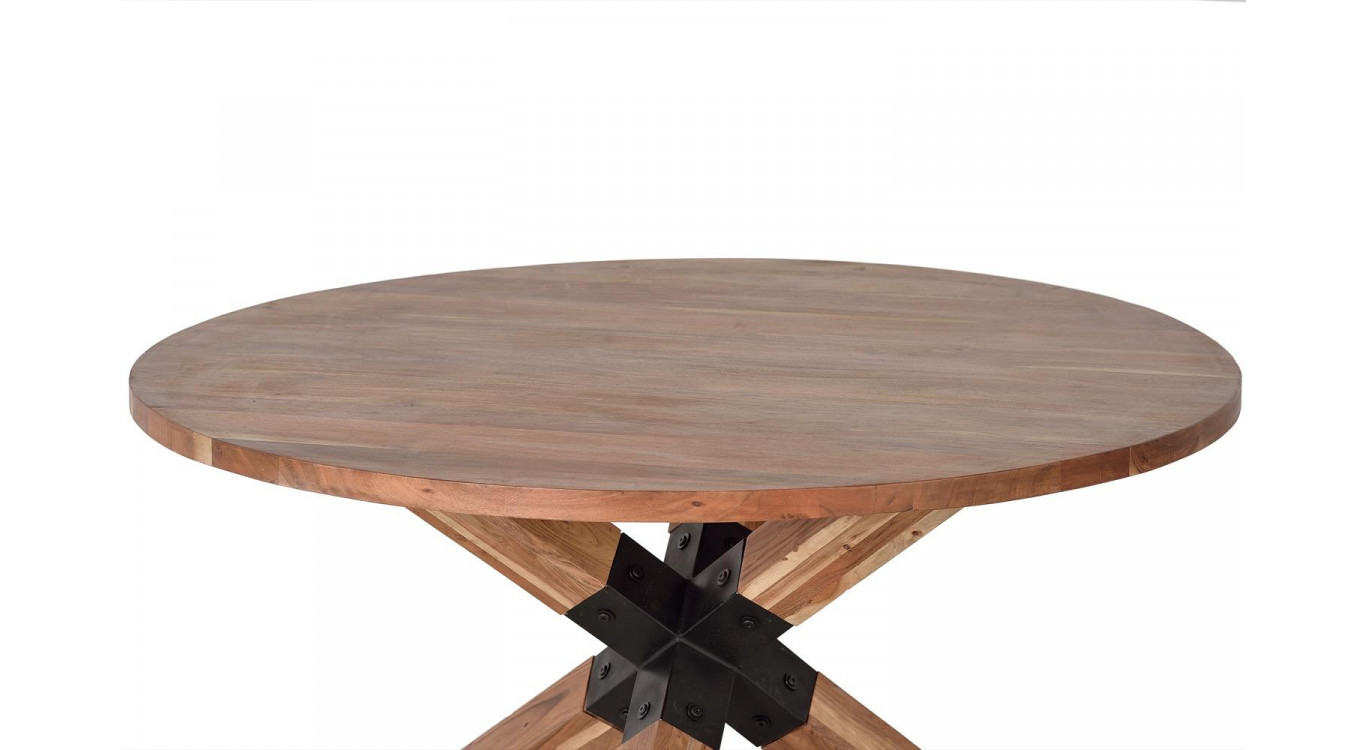 Table à Manger Bois, Fer Marron 120x120x76cm