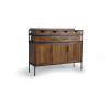 Buffet 8 Tiroirs Bois, Fer Marron 140x40x110cm