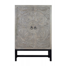 Armoire Bois, Fer Gris 116x42x180cm